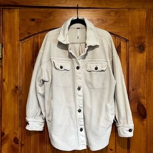 Free People Ruby Oversized “Shacket” Cream Button-Up Fleece Jacket